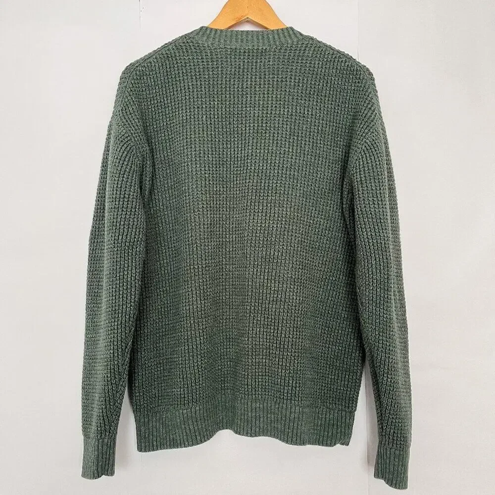 Old Navy Tunic Sweater Chunky Knit Crew Neck Oversized Size Large Heather Green